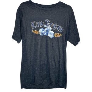 Las Vegas Graphic Tee with Motorcycle Design Mens Size Large Short Sleeve